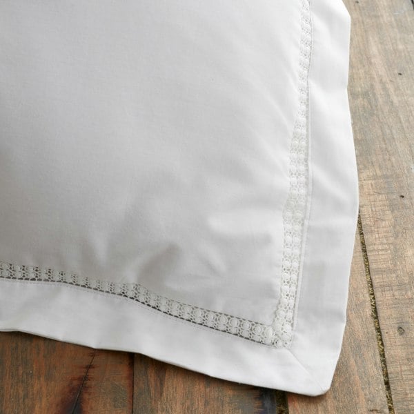 Bianca Oxford Lace Trim 200 Thread Count Cotton Duvet Cover Set White