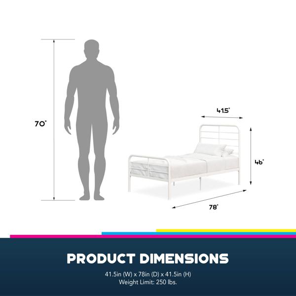 Dorel Home Millie Metal Bed White - Single