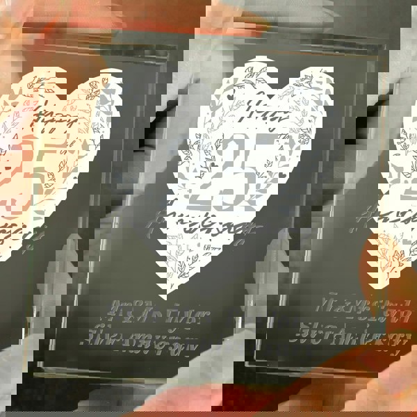 Personalised Memento Company Personalised 25th Silver Wedding Anniversary Crystal Token