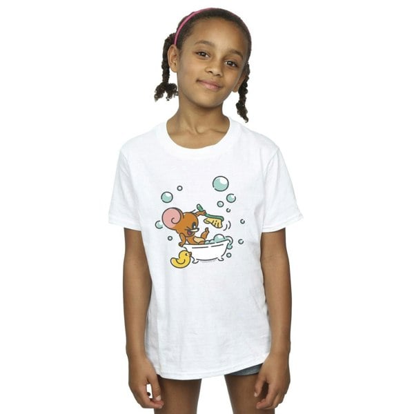 Tom And Jerry Girls Bath Time Cotton T-Shirt - White