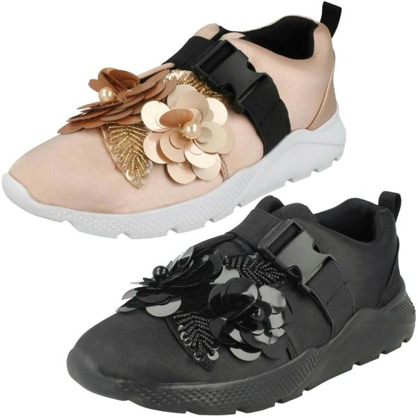 Spot On Ladies Spot On Flower Trim Trainers