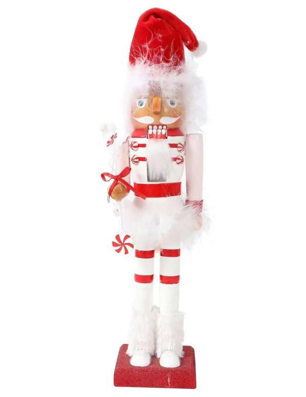 38cm Wooden Santa Nutcracker Soldier Christmas Decoration Set of 3, Hand-Painted Festive Table Ornaments image 3