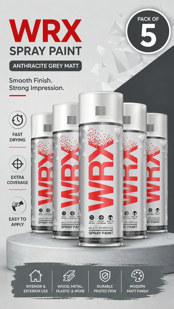 WRX 5X WRX Anthracite Grey Matt Spray Paint 400ml RAL 7016
