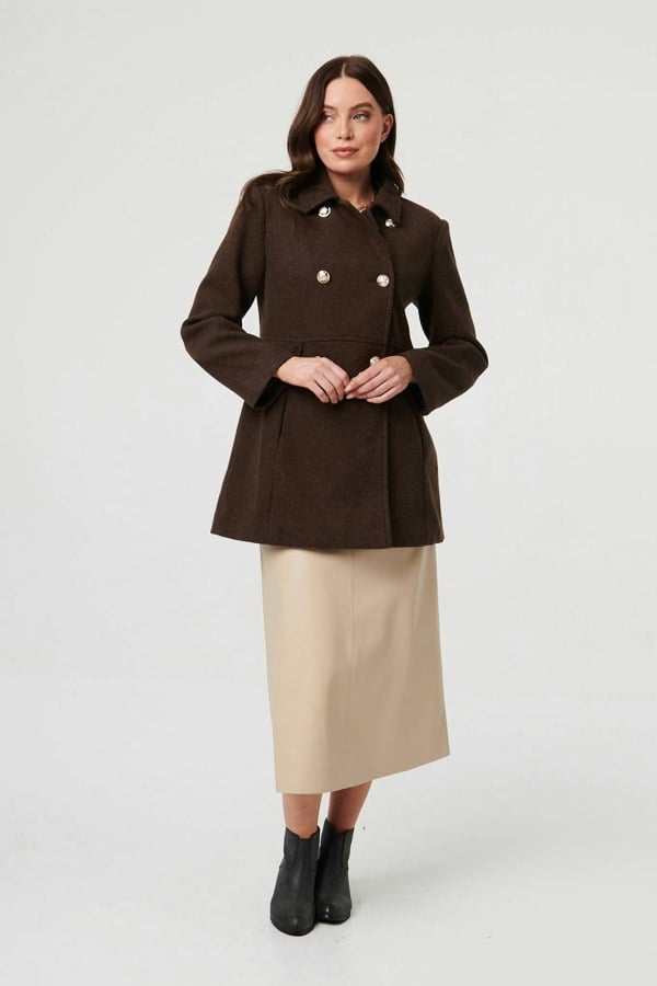 Brown | Button Detail Double Breasted Jacket
