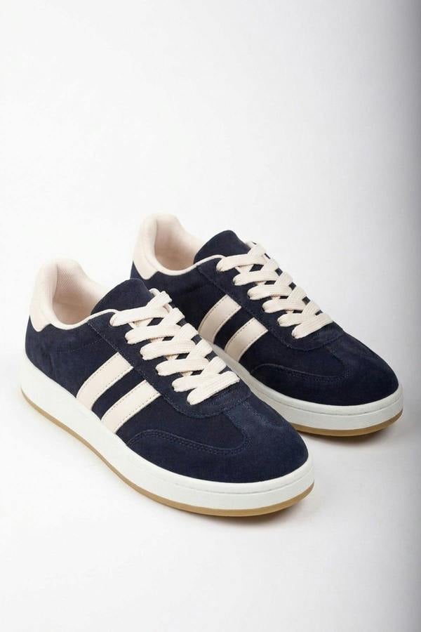 Constance Faux Suede Stripe Trainers - Pink