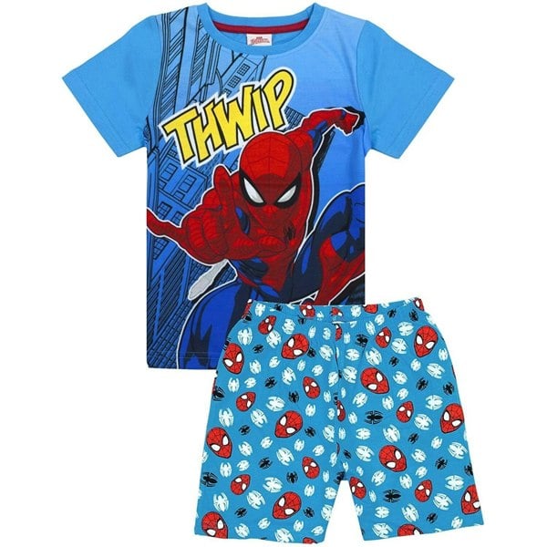 Spider-Man Boys Thwamm Comic Cotton Short Pyjama Set - Blue