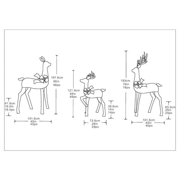 Garden Greatness Set Of 3 LED Bow Christmas Deer Family