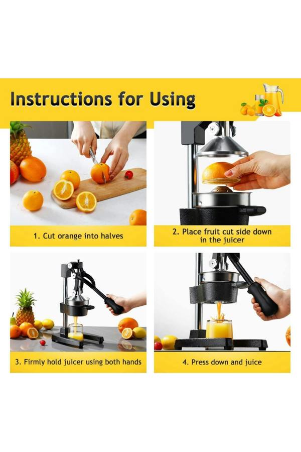 Dyzi Heavy Duty Manual Citrus Juicer Press Cast Iron Lemon Squeezer Black