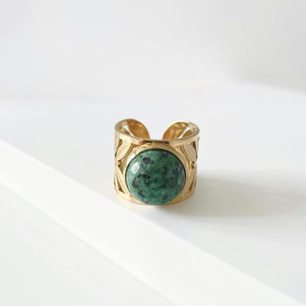Luxe Tones Zariya Luxe 18k Gold Plated Statement Stone Ring