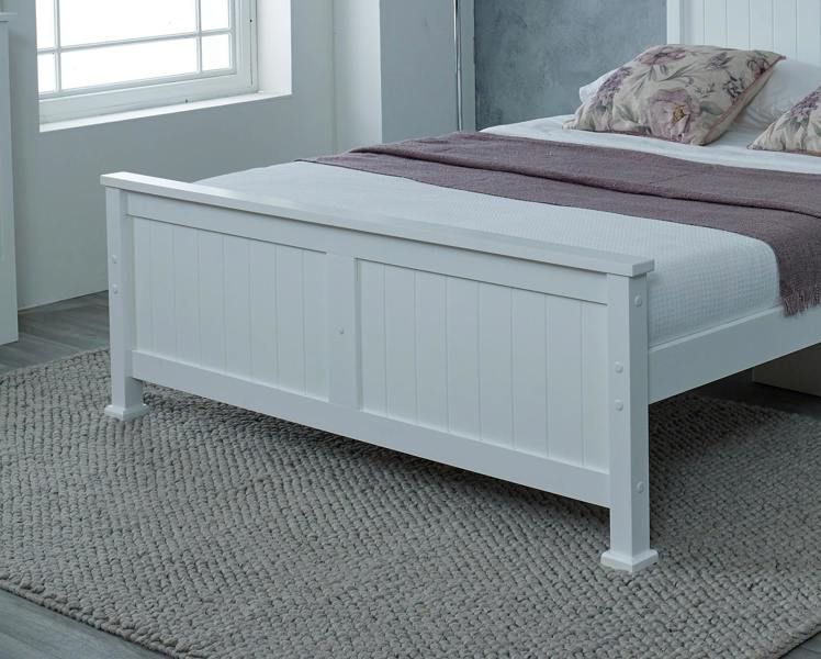 Mission TM Madrid Solid Pine Bed Frame, Panelled Headboard, White, 4 Sizes