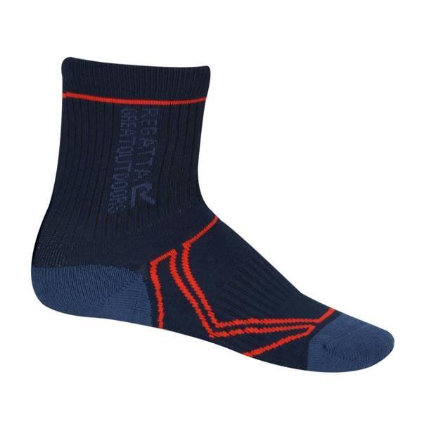 Regatta Great Outdoors Kids 2 Season Coolmax Trek & Trail Socks - Navy/Amber Glow