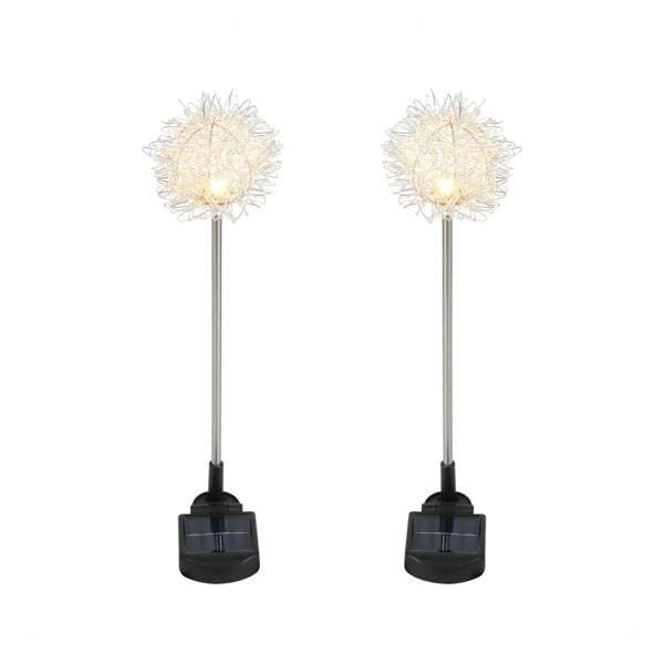 Gardenwize Pack of 2 Solar Dandelion Stake Lights – Warm White LED Garden Lights