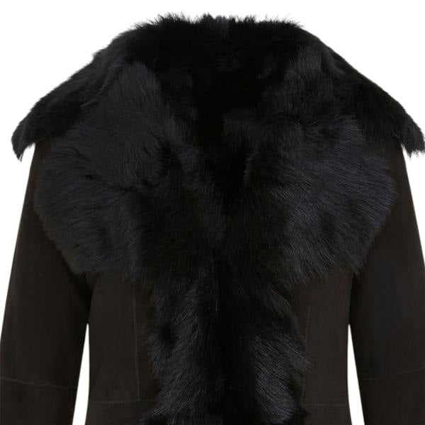 Infinity Leather Women's Sheepskin Toscana Shearling Suede Leather Jacket - Noiré