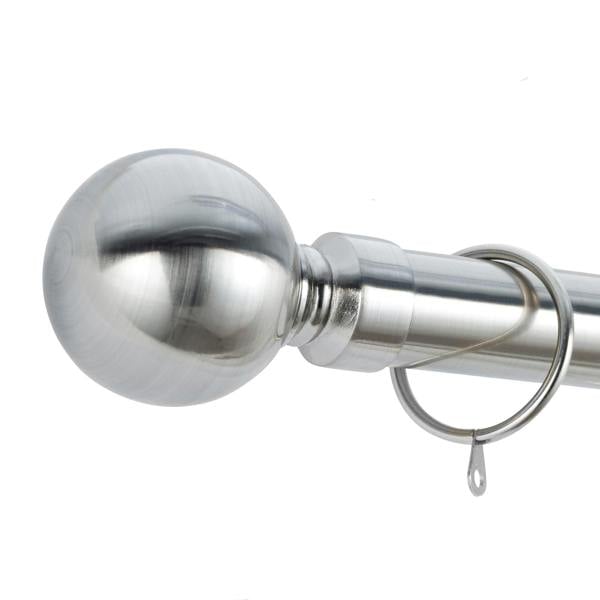 A.Unique Home Plain Ball Extendable Curtain Pole (25/28mm) (Brushed Steel,120cm - 220cm)