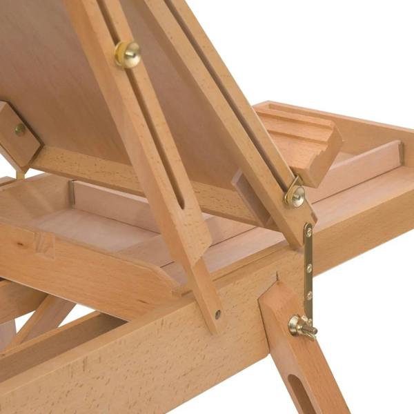 Wooden easel side supports with brass hardware and adjustable board mechanism