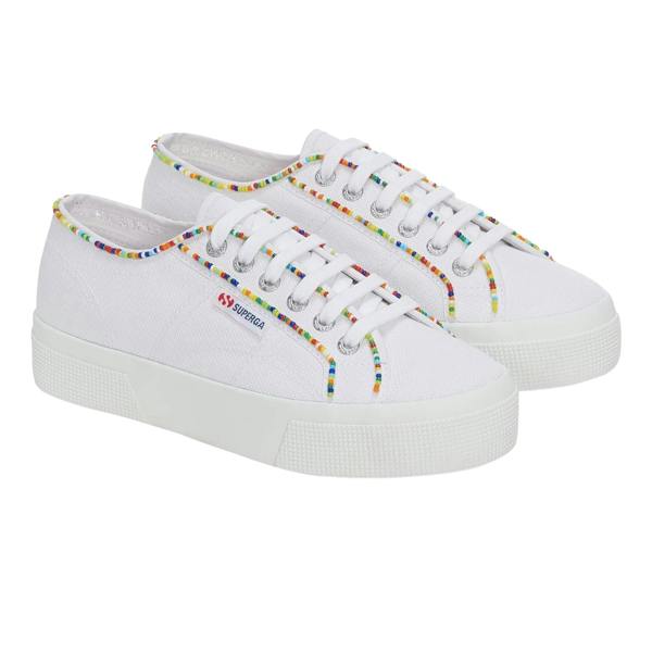 Superga Womens/Ladies 2740 Beaded Trainers - White/Multicoloured - 