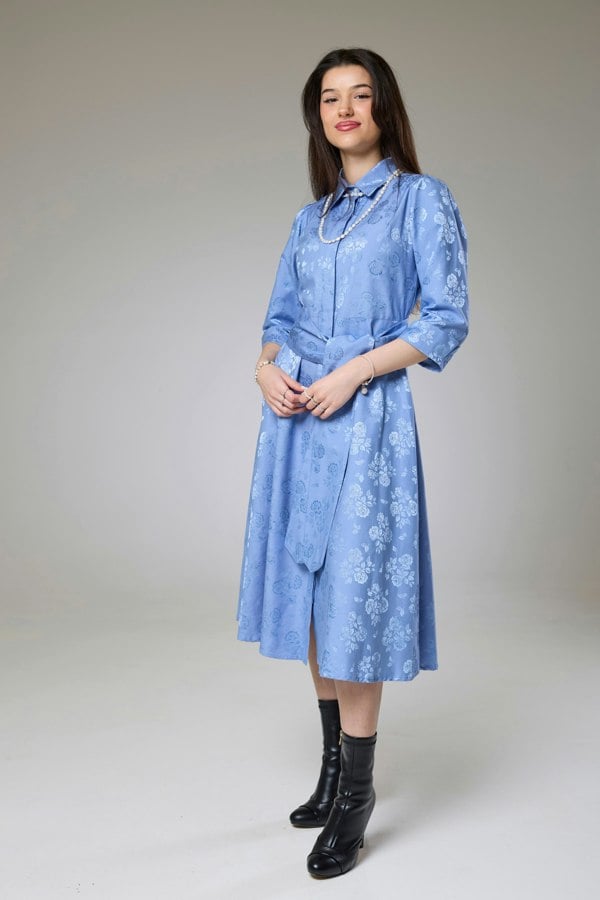 Isha's Timeless collection Sky Blue Petals Sleeved Dress