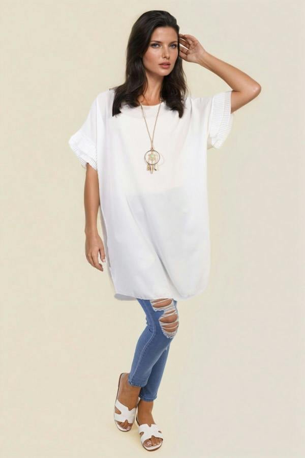 Lucille Ruffled Sleeve Mini Dress - White
