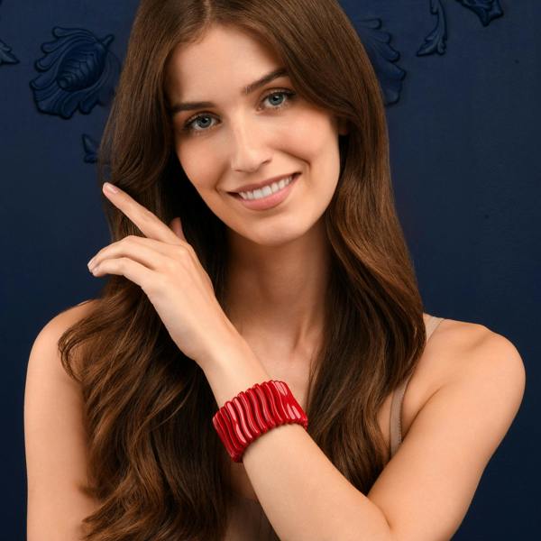 Zavana Wide Red Chunky Bangle Bracelet for Women