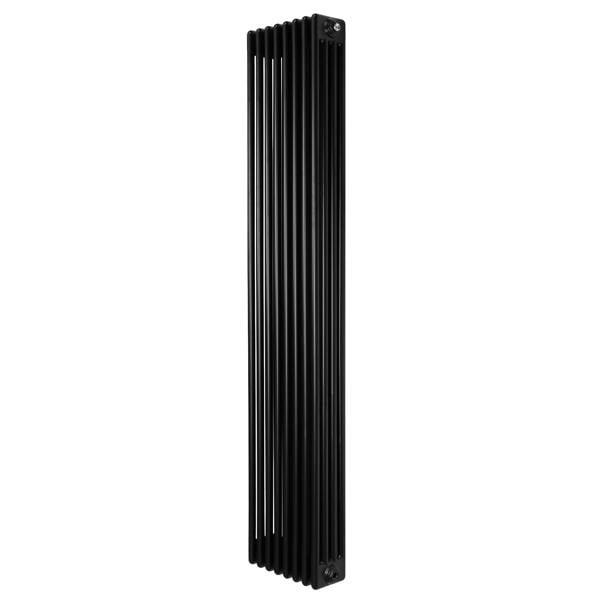 Traditional black 4 column radiator, 1800 x 380mm, featuring a sleek vertical design and smooth metal finish for modern interiors
