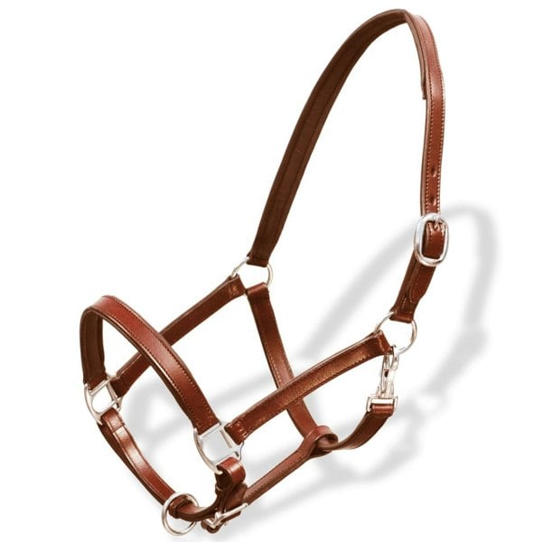 Berkfield Real Leather Headcollar Stable Halter Adjustable Brown Pony
