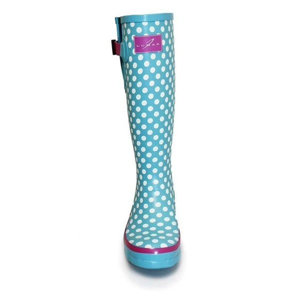 Lunar Womens/Ladies Polka Dot Wellington Boots - Pale Blue/White/Pink