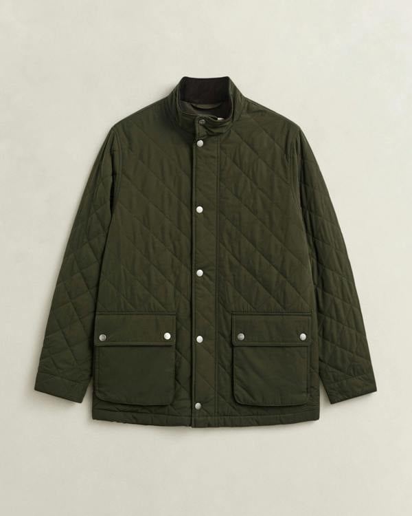GANT Mens Quilted Mid Jacket - 368 Dark Moss Green