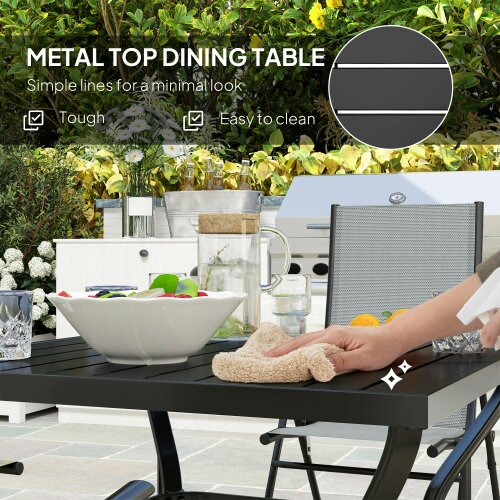 Wyld Haus Mattilo 4 Seater Light Grey Mesh and Black Steel Frame Dining Set