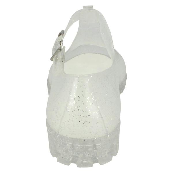 Spot On Ladies Spot on T-Bar Jelly Shoe with Cut Out Flower Detail