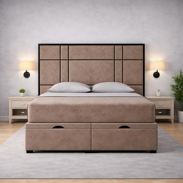 Great British Beds Alice Headboard with Contrast Border Divan Ottoman Bed