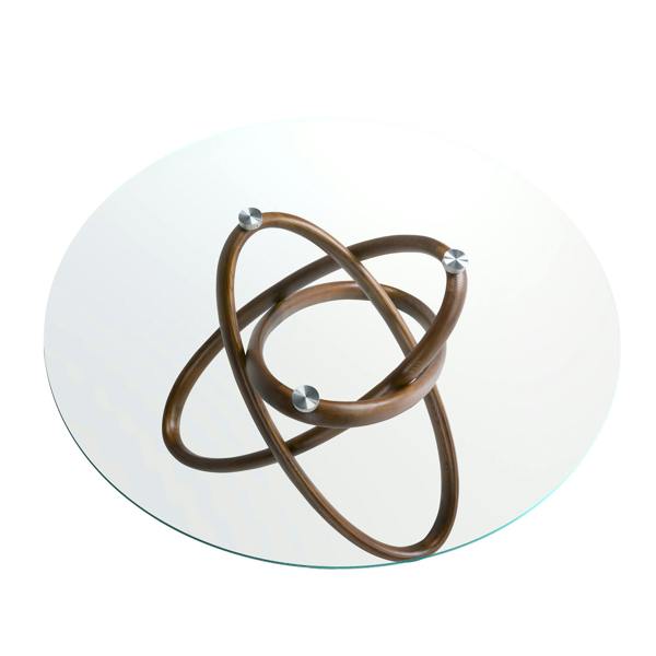 Angel Cerdá Round tempered glass and walnut dining table 1020