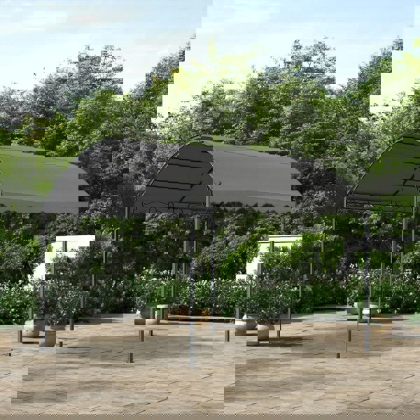 300cm Wide Outdoor Metal Arched Pergola with Shade Dark Grey Canopies & Gazebos Living and Home 