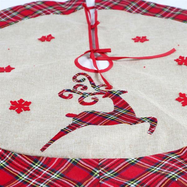 Christmas Tree Skirt Set of 4 Hanging Decorations with Snowflake Printed Burlap Style image 6