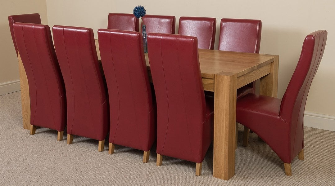 That's Furniture Kuba Extra Large Oak Dining Table with Lola Leather Chairs