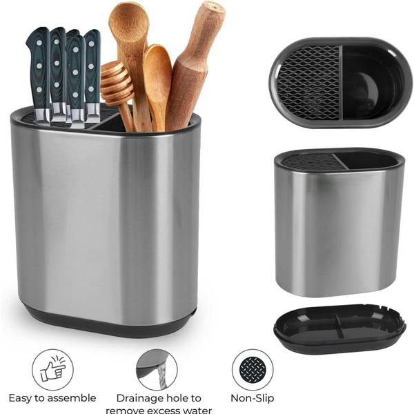 Top 3 Kitchen Knife Block and Utensil Holder Storage Caddy Stainless Steel