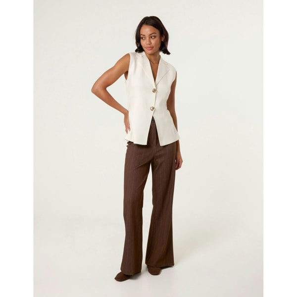 Blue Vanilla Gold Button Front Tailored Vest