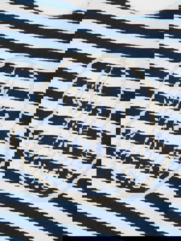 Moncler Enfant Girls Striped Logo T-Shirt in Navy