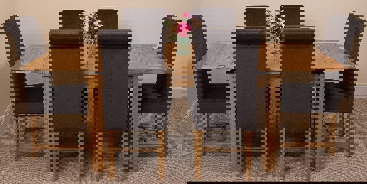 That's Furniture Richmond Medium Oak Extendable Dining Table with Washington Fabric Chairs