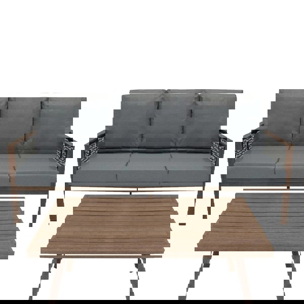 Jardi Aluminium 4 Piece Sofa Set - Wood Effect