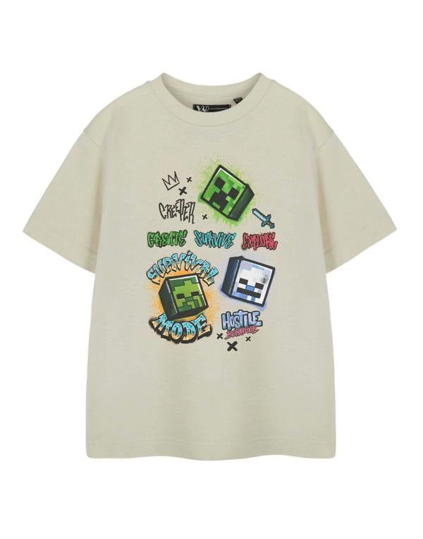 Minecraft Boys Beige Survival Short Sleeved T-Shirt