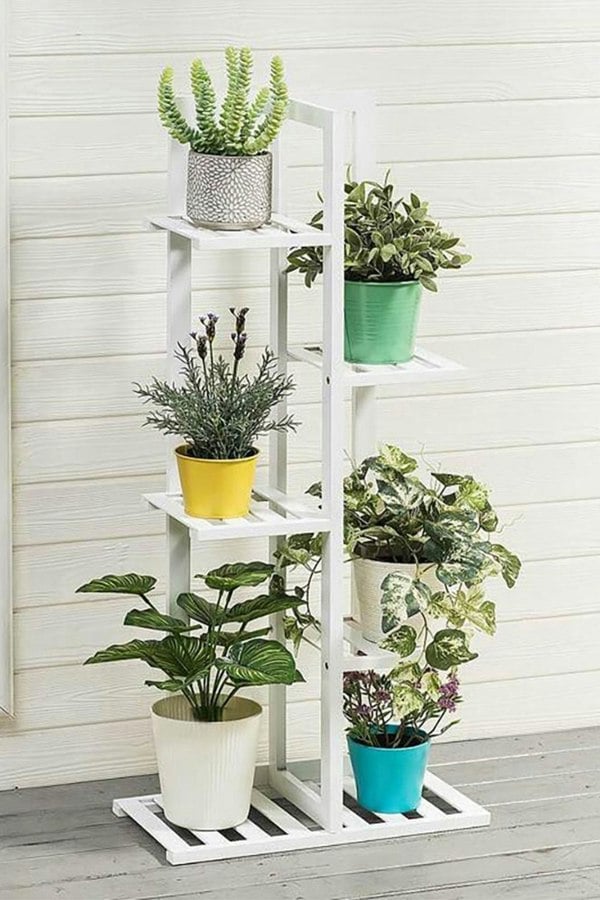 Living and Home 5-Tier Rustic Wooden Potted Garden Plant Stand Rack Holder 103cm H