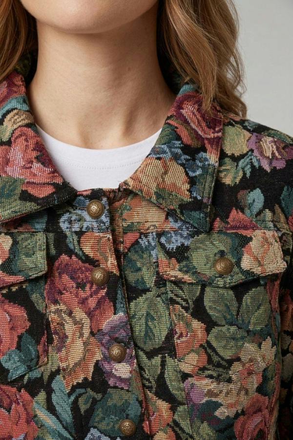 Green | Floral Tapestry Texture Jacket