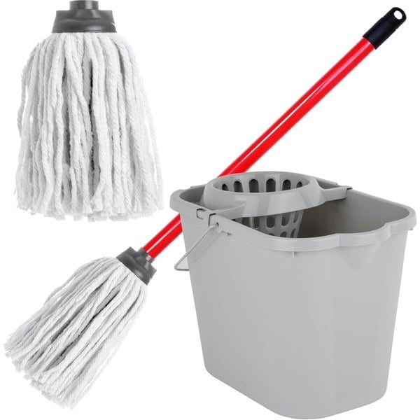  Cotton Floor Mop Super Absorbent Cotton Mop Head With Handle & Bucket