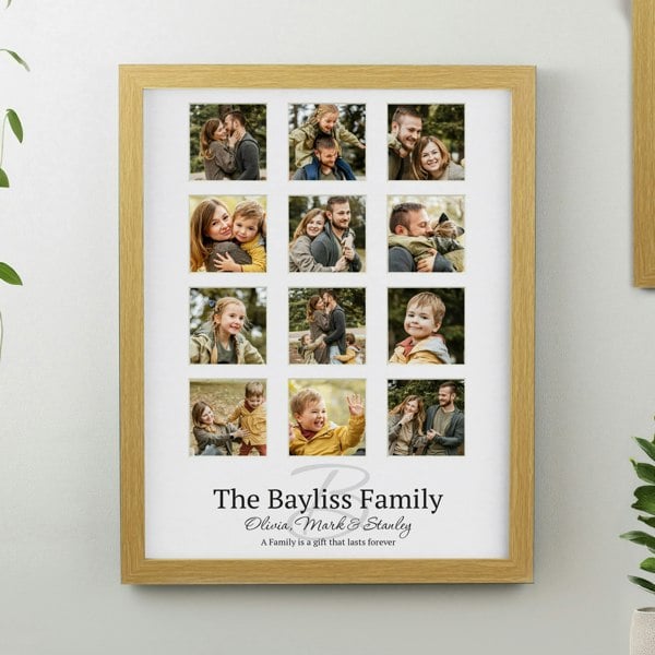 Personalised Memento Company Personalised Family Oak Multi Photo Frame