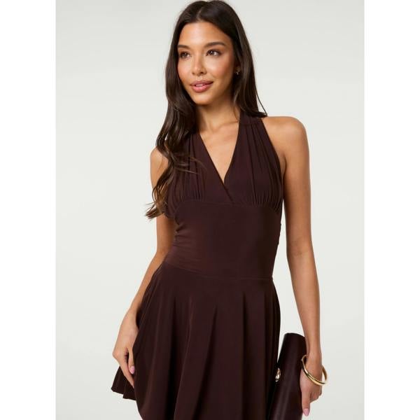 Pink Vanilla Slinky Halter Neck Dress