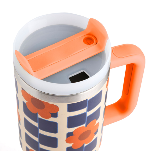 Regatta Orla Kiely Floral Insulated Travel Mug - Orange