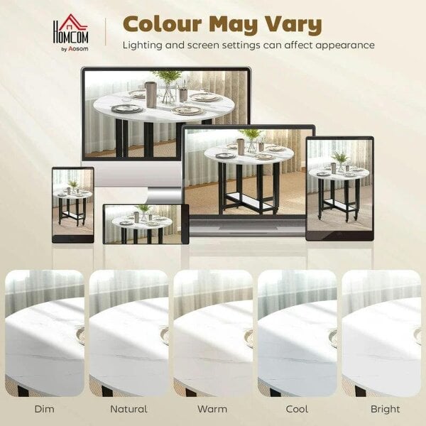 Folding Dining Table, Drop Leaf Table with Open Shelf, Rolling Kitchen Table for Dining Room, Small Spaces, White Marble