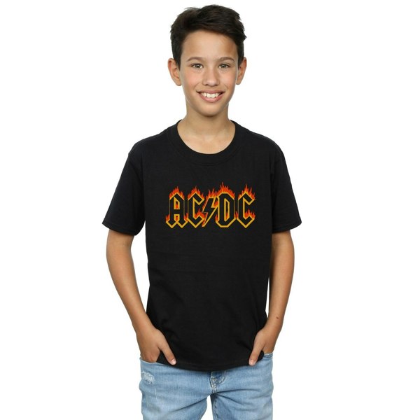 AC/DC Boys Flames Logo T-Shirt - Black