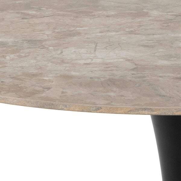 Wyld Haus Cloverfern Brown Ceramic Round Dining Table Black Base