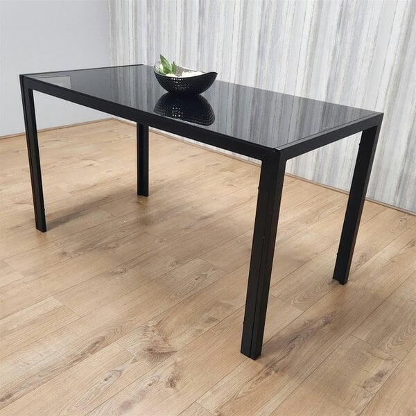 Kosy Koala Dining Table Black Glass Kitchen Place for 4 Seats, Dining Table Only (Black H 75 x L 120 x W 70 cm)